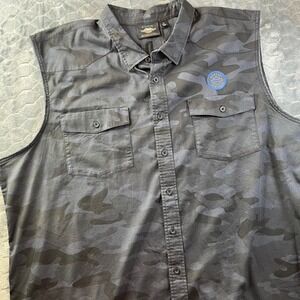 Harley Davidson Sleeveless Shirt Mens 4XL Gray Black Camo V-Twin Embroidered